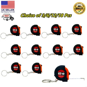 3/6/12/18 Pc Mini Keychain Retractable 1m /3ft Measuring Tape Inch Slide Lock  - Picture 1 of 13