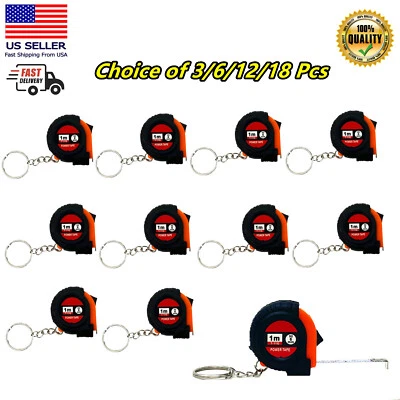 TSY TOOL 3/6/12/18 Pc Mini Keychain Retractable 1m /3ft Measuring Tape Inch Slide Lock