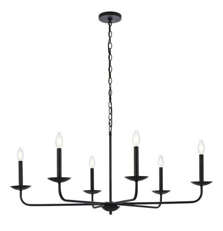 Living District LD812D42BK Cohen 6 Light 42 inch Black Pendant Ceiling Light