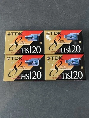 Lote de 4 Video/Cassette TDK HS 120 8 mm Nuevos Sin Abrir Alto Estándar Foto 1 de 4