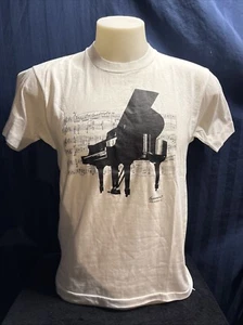 1981 Cassandra Black Piano on White T-Shirt Men's Large Short Sleeve Vintage T6 - Picture 1 of 7