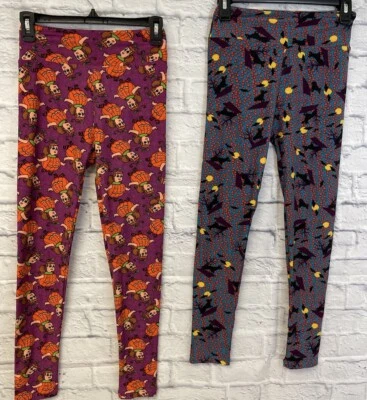 LULAROE Halloween Leggings Lote de dos Talla Única Murciélagos Lobos Calabaza Foto 1 de 4