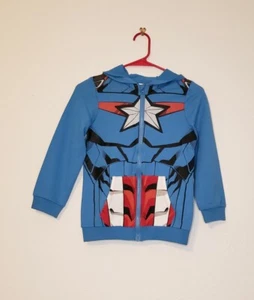 Marvel Avengers Kids Captain America Cosplay Long Sleeve Hooded Zip Up Jacket 8 - Picture 1 of 11