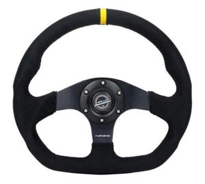 NRG RST‑024D‑MB‑SA‑Y 320 mm Reinforced Alcantara Flat‑Bottom Steering Wheel - Picture 1 of 3