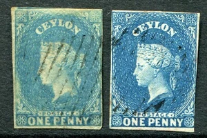 Ceilán 1857-59 imperfecto. 1d ambos tonos SG 2 y 2a usado (cat. £125) 'A' - Imagen 1 de 1