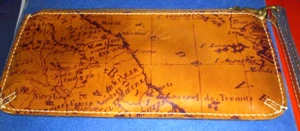 Neu mit Etikett Patricia 10 Zoll Nash Signature European Map braune Lederhandtasche Clutch - Bild 1 von 8