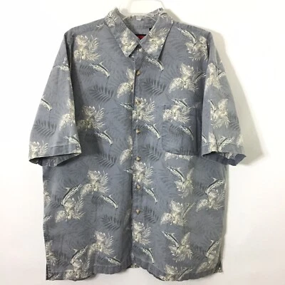 Wolverine Shirt Mens XL Gray Swordfish Pattern Short Sleeve Button Up  - Image 1 of 4
