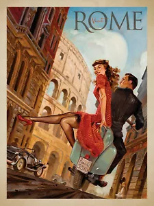 VISIT ROME ART DECO Retro Metal Sign Man Cave Bar Pub Plaque Party - Picture 1 of 3