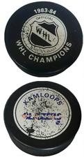 1983-84 KAMLOOPS BLAZERS WHL CHAMPIONS VINTAGE OFFICIAL HOCKEY PUCK made in GDR