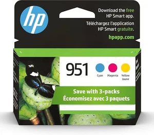 Cartouches d'encre cyan, magenta, jaune HP 951 (pack de 3) | Fonctionne avec HP OfficeJet - Photo 1/10