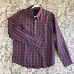 Untuckit Shirt Adult Large Red Blue  Button Up Long Sleeve Preppy Casual Mens - Picture 1 of 11