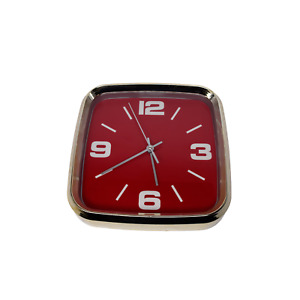 Retro Style Red & Gold Analog Wall Clock 2010 Plastic 8.5" x 8.5"