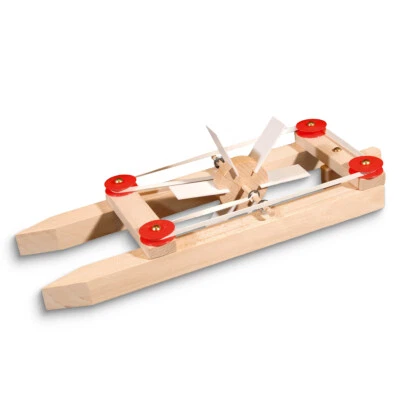MATCHES21 HOME & HOBBY Katamaran Holz Modell Gummimotor Bausatz Kinder Werkset Bastelset ab 9 Jahren