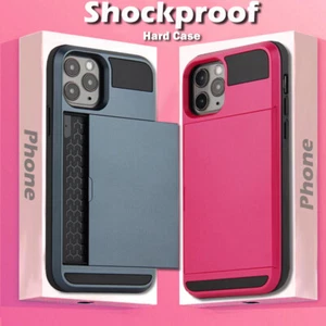 For iPhone Air 17 16 15 14 13 Pro Max 12 11 8 Hybrid Card Slot Holder Case Cover - Picture 1 of 26