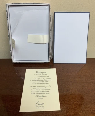 Azure Kid Finish Blue Hand Bordered Note Cards Notecards Crane Crane's Set of 9 - Image 1 of 4