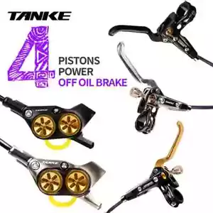 E-Bike MTB 4 Piston Hydraulic Disc Brake Set 160mm Rotors Oil Pressure Brakes - Picture 1 of 36