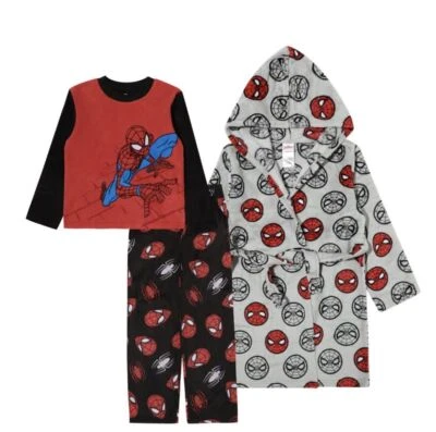 Spider-man Superhero Boy's Fleece Hooded Robe and Pajama Set - Image 1 of 2