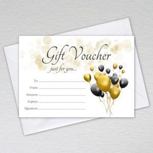 Gift Vouchers Card Beauty Salons Shops Hairdressers Restaurants Blank Balloon A6 - Picture 1 of 6