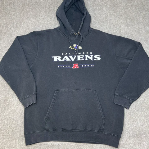 Baltimore Ravens Hoodie Mens Extra Large XL Pullover Sweatshirt Black Spell Out Cover