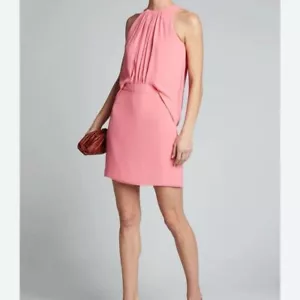 NWT Halston Heritage Shirred Front Sleeveless Georgette Mini Dress Women's Sz. 6 - Picture 1 of 15