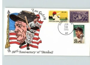 BASEBALL; Lou Gehrig, 150th Anniversary of BASEBALL, 1989 Cooperstown, combo sta - Picture 1 of 1
