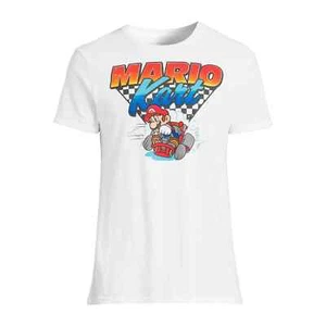 MEDIUM Nintendo Super Mario Men's Mario Kart Team Driver Checkered Flag T-Shirt - Picture 1 of 5
