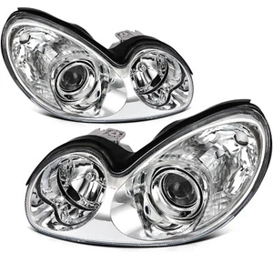 Pair For 2002-2005 Hyundai Sonata Chrome Housing Headlights Assembly Left Right - Picture 1 of 9