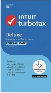 Intuit TurboTax Deluxe 2024 Federal State E-File & Win/Mac (CÓDIGO EL MISMO DÍA) LEER - Imagen 1 de 4