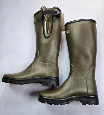 LE CHAMEAU VIERZON TARTAN JERSEY LINED MEN'S DARK GREEN WELLINGTON BOOTS - Image 1 of 4