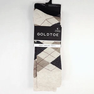 GoldToe Men's Dress Argyle Crew Socks 3 pack Size 6-12.5 Heather, Forest, Black - Foto 1 di 7