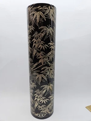 Jarrón de bambú negro vintage japonés de 11" superposición de resina HERMOSO  Foto 1 de 4