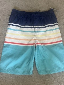 NWT Oshkosh B’gosh Boys Stripe Swim Trunk Shorts  - Size 14 - Picture 1 of 2