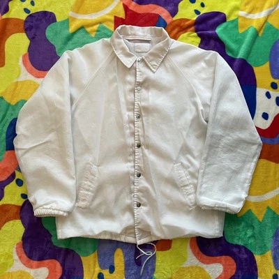 复古 70 年代风衣夹克男式 XL 白色时髦画家垃圾 80 年代美国制造 — 第 1/4 张图片