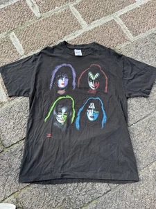 Kiss Vintage 1991 Faces Band Tour T Shirt Mens XL HANES Single Stitch Winterland - Picture 1 of 6