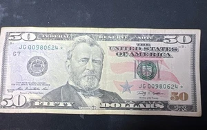 2009 Fifty Dollar Bill Star Note $50 - JG 00980624 Series 2009 - Picture 1 of 1