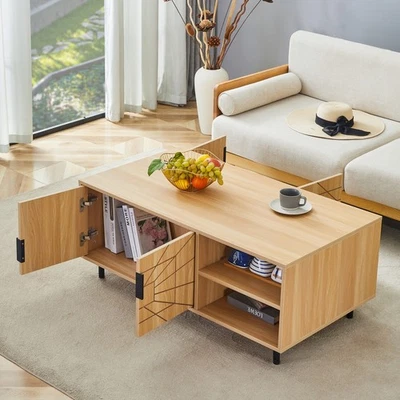 咖啡桌中心鸡尾酒桌带多个储物空间客厅 — 第 1/4 张图片