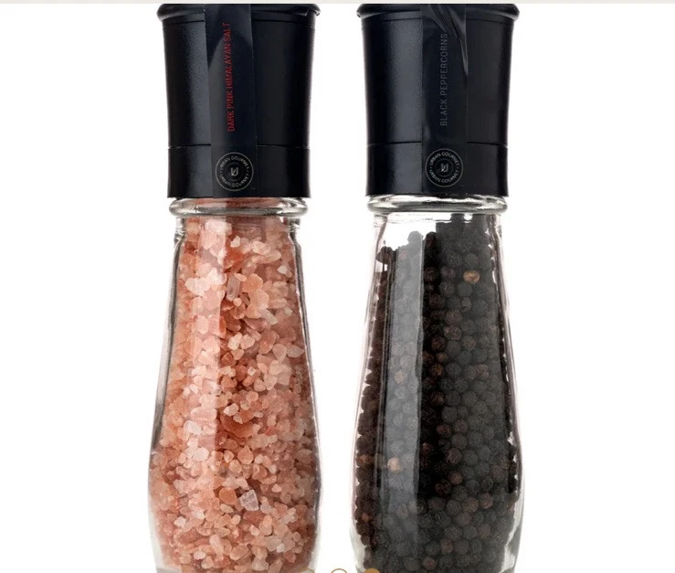 2 шт. Мельница для Соли и Перца Набор Высокая Стеклянная Мельница Упакованный подарочный набор Новый - Изображение 1 из 4