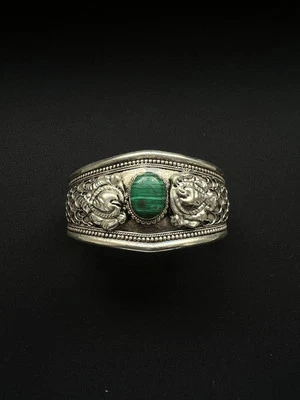 Brazalete de piedra de malquiita artesanal nepalí brazalete vintage hermoso WMB038 Foto 1 de 4