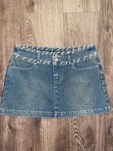 Vintage Y2K Misdemeanor XXL Jeans Mini Rock Beige Wildleder Seil Taille  - Bild 1 von 7