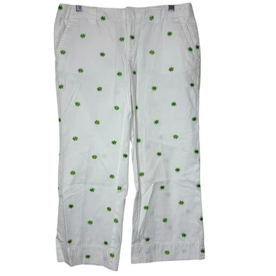 Lilly Pulitzer Size 6 Capri Pants Palm Beach Fit Embroidered Crab White Green - Image 1 of 4