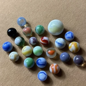 Original Nice Vintage Old Marbles LOT Swirl Blue Green Multicolored Colorful - Picture 1 of 16