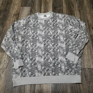 Vtg Hybrd Apparel Mens 2XL Grey Skulls All Over Y2K Sweatshirt Jesse Pinkman - Picture 1 of 10