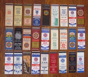 FRATERNAL V.F.W. POST MATCHBOOK COVERS: LOT OF 27 DIFFERENT EMPTY MATCHCOVERS A9 - Picture 1 of 2
