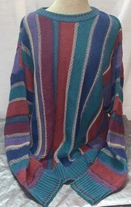 Vintage 90s North Wales Sportswear Coogi Style 3D Pullover Sweater - L - Picture 1 of 8