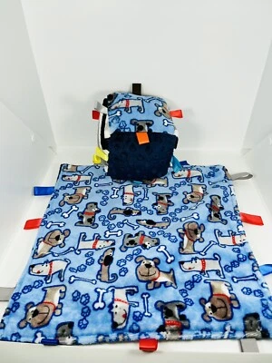 Cachorro Perro Vellón Bebé Etiqueta Lovey Manta con Cubo a Juego Felpa Hecha a Mano Foto 1 de 4