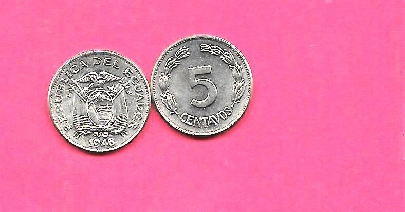 MONEDA DE 5 CENTAVOS ECUADOR KM75b 1946 sin circular como nueva antigua post segunda guerra mundial Foto 1 de 1
