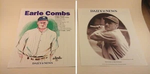 Inserto promozionale Daily News 2004 STAMPA ARTISTICA E FOTO di N.Y. Yankees EARLE COMBS - Foto 1 di 1