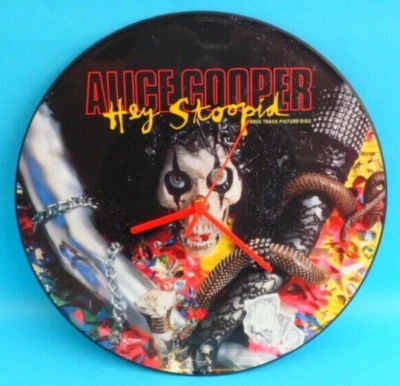 ALICE COOPER CLOCK Picture Disc Vinyl Record Hey Stoopid SN12P59 12" Wall CLOCK - Image 1 of 4