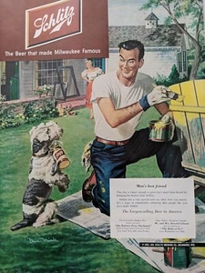 Anuncio de cerveza Schlitz 1951 vintage la cerveza que hizo famosa a Milwaukee. - Imagen 1 de 1