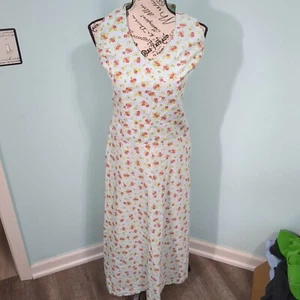 The j Peterman company vintage halter blu floreale maxi abito cottage core 8 - Foto 1 di 5